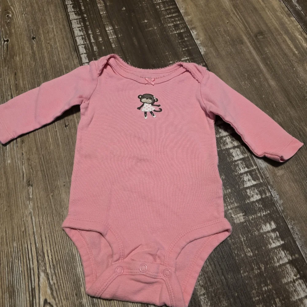 Carter's Pink Long Sleeve Bodysuit with Cute Character